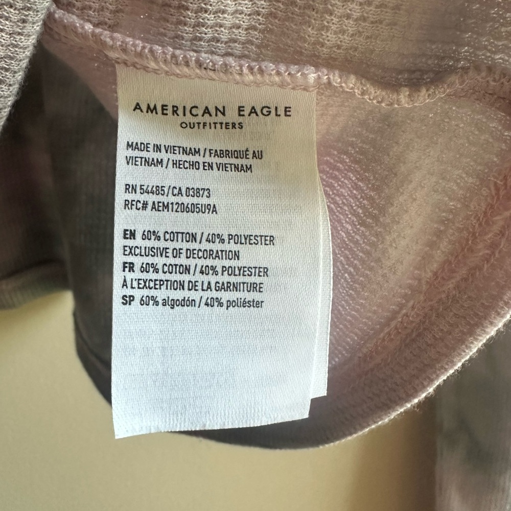 American Eagle Outfitters Blue and White Crop Hoodie - Picture 6 of 8